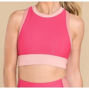 Beach Riot Gwen Top Sports Bra Rouge Color Block Size XL